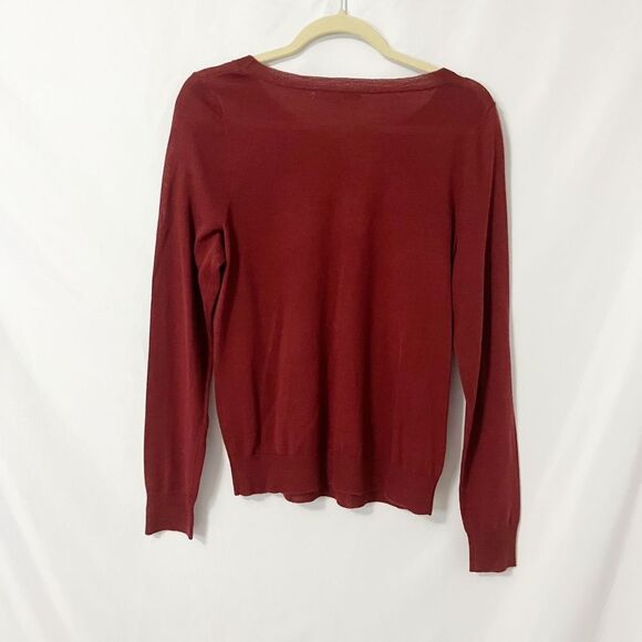 Antonio Melani Maroon Red with black sequin wool blend sweater Size M - Picture 2 of 5
